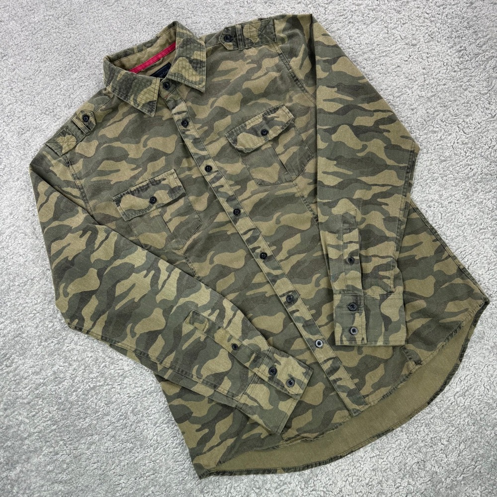 Sovereign Code Mens Small Camo Utility Button Up Shirt Long Sleeve Epaulettes